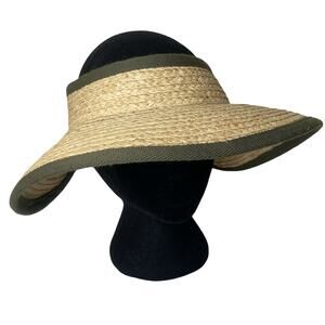 DULUTH TRADING Visor Sun Hat Women OS 100%‎ Straw Wide Brim Stretch Gardening
